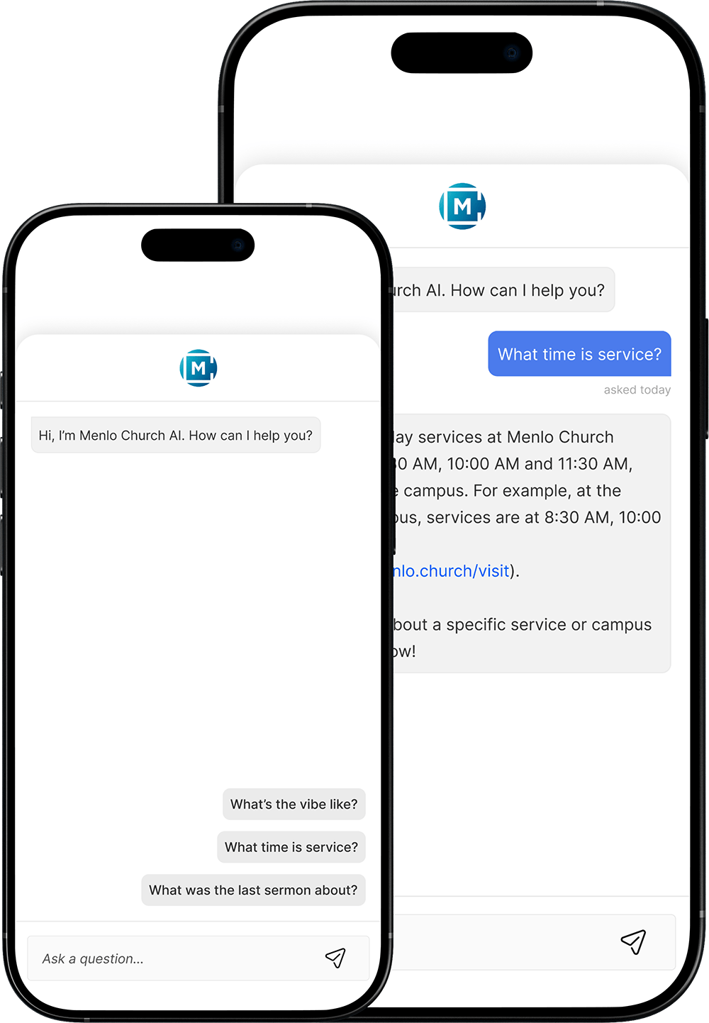 Example of a custom church chatbot